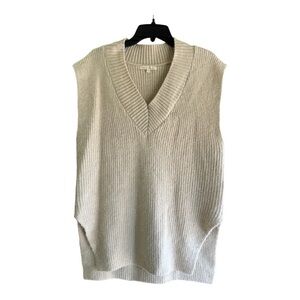 Et Clet Oatmeal Chunky V Neck High Low Hem Knit Vest Size M